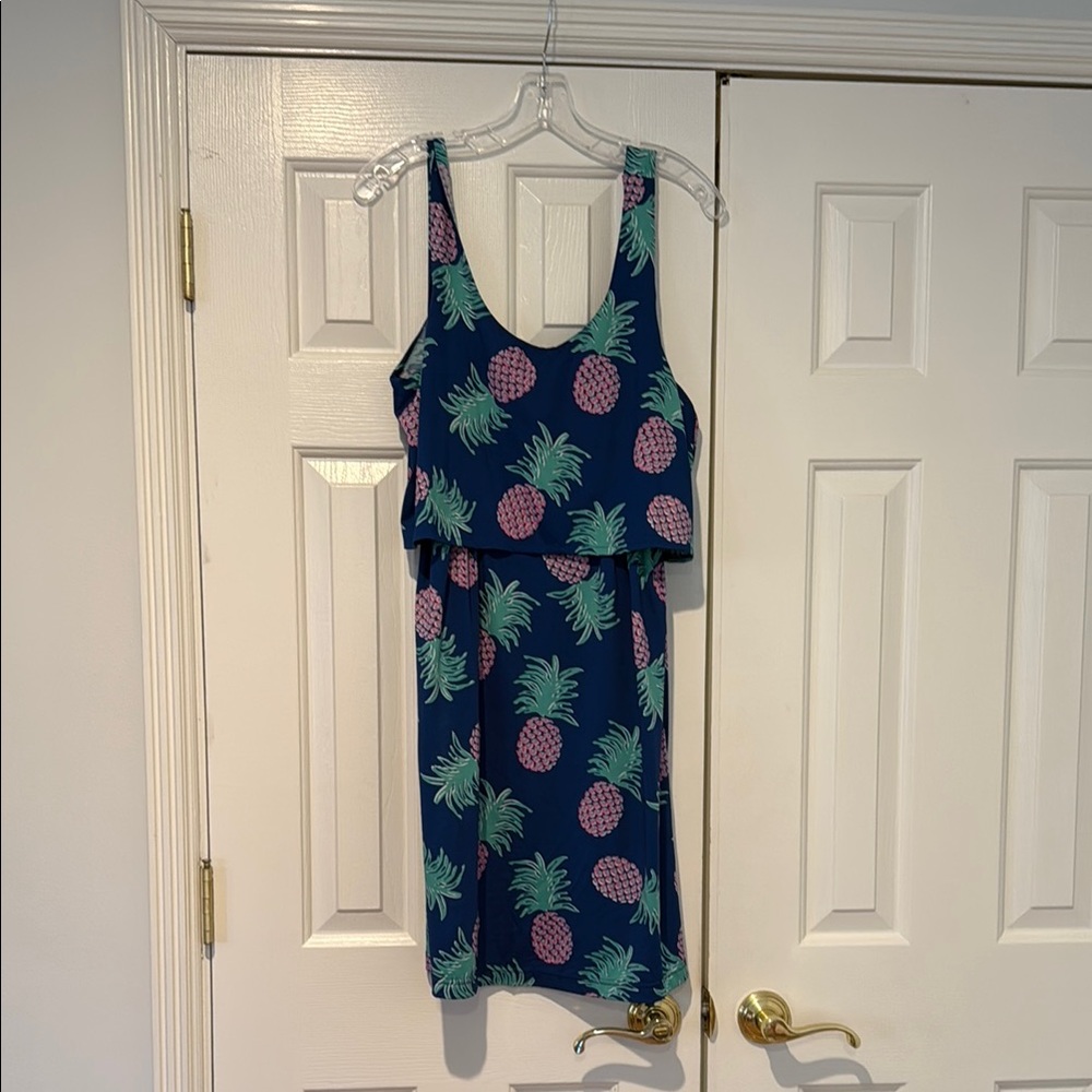 Escapada Blue and Pink Sleeveless Scoop Neck Sundress